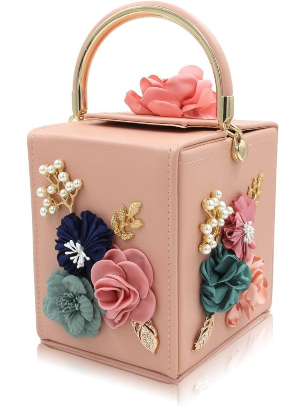 Chic Floral Clutch Purse | Square Box Evening Bag | Stylish Women's Shoulder Bag